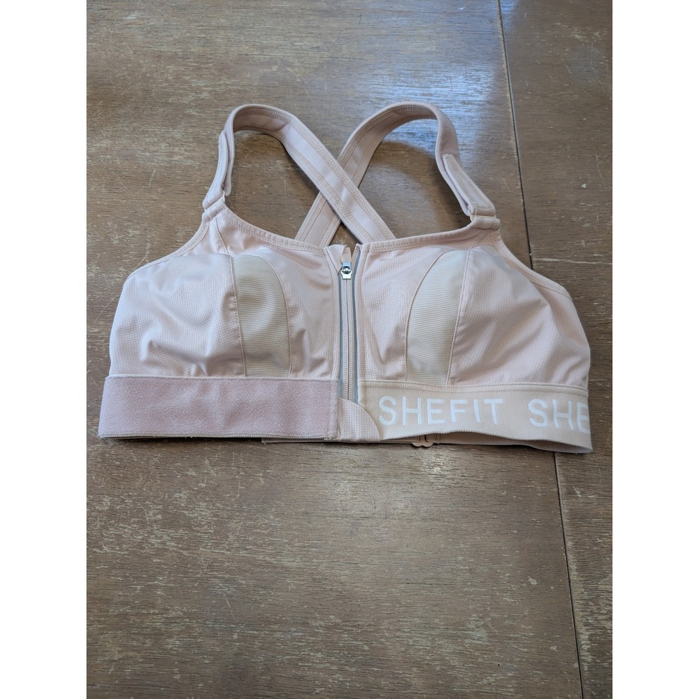 SHEFIT Ultimate Sports Bra Sand Nude High Impact Front Zip Size 1Luxe athletic